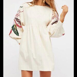 Free People Mini Obsessions Dress - Embroidered Sleeve Size XS